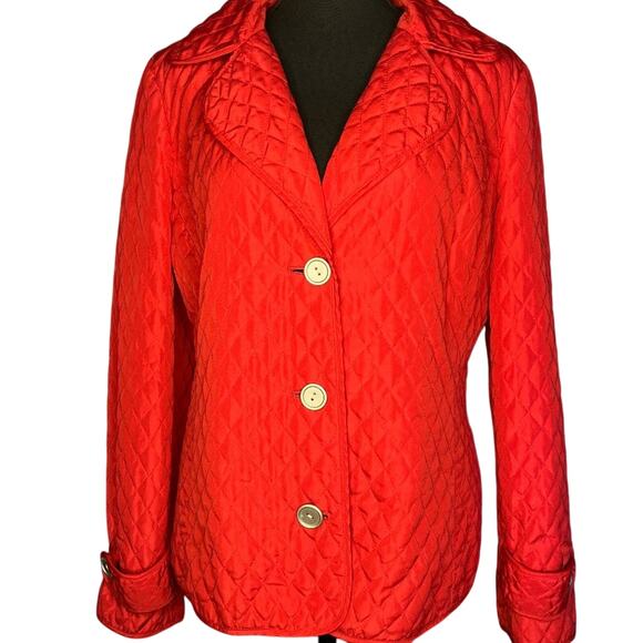 Red Quilted lightweight Button Jacket By R.Q.T. Size M - Picture 1 of 13